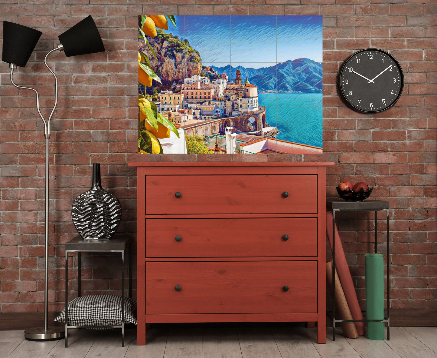 Tile Mural/Mosaic Ceramic Panel of Amalfi coast - Amalfi Mural- Amalfi coast print - Italian Wall Art - Tile Mural -Gloss Tiles -Tile Mosaic