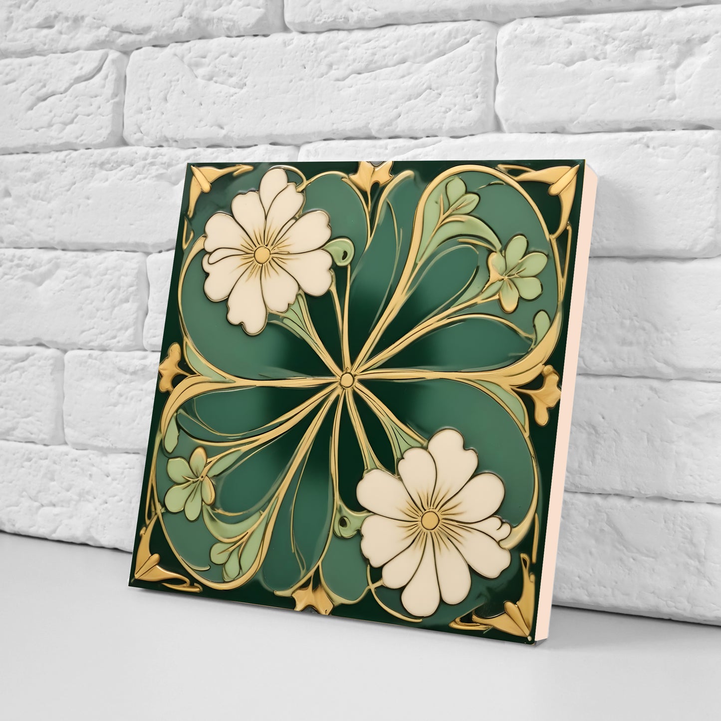 Floral Tiles Flower Design - Set of 2 Flowers Wall Decor Tiles, Kitchen Backsplash Tiles,Table Decorative Tiles,Bathroom Tiles