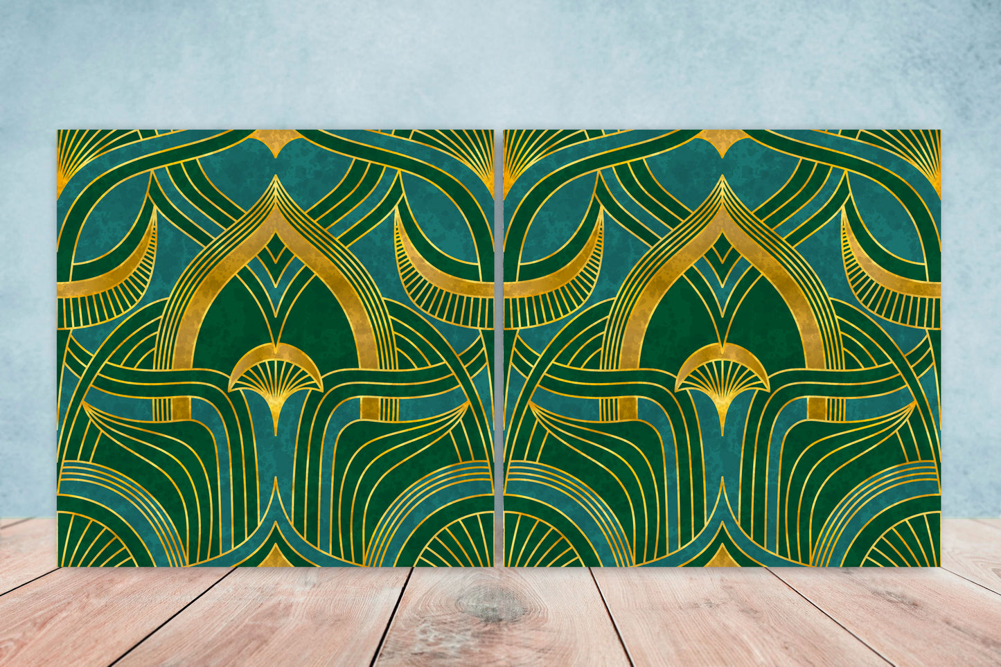 Art Nouveau Flower Ceramic tiles - Set of 2 Art Nouveau Wall Decor Tiles - Kitchen Backsplash Tiles, Table Decorative Tiles, Bathroom Tiles
