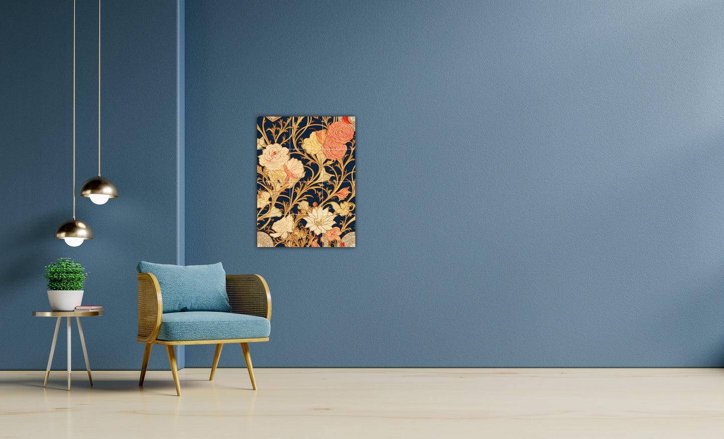 Art Nouveau Floral Ceramic Tile Mural/Mosaic -Art Nouveau Wall Decor Tiles -Kitchen Backsplash Tiles, Table Decorative Tiles, Bathroom Tiles