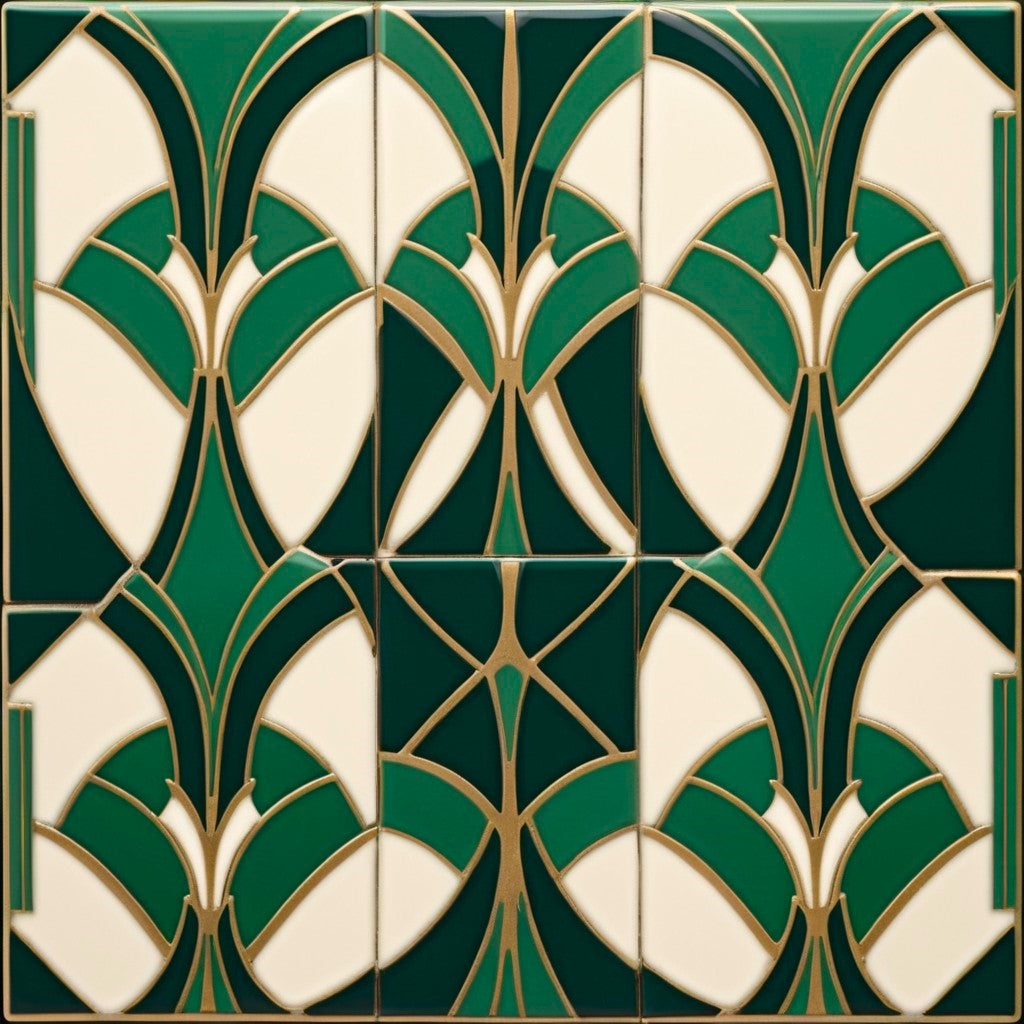 Art Deco Ceramic tiles - Set of 2 Art Deco Wall Decor Geometric Tiles - Kitchen Backsplash Tiles, Table Decorative Tiles, Bathroom Tiles