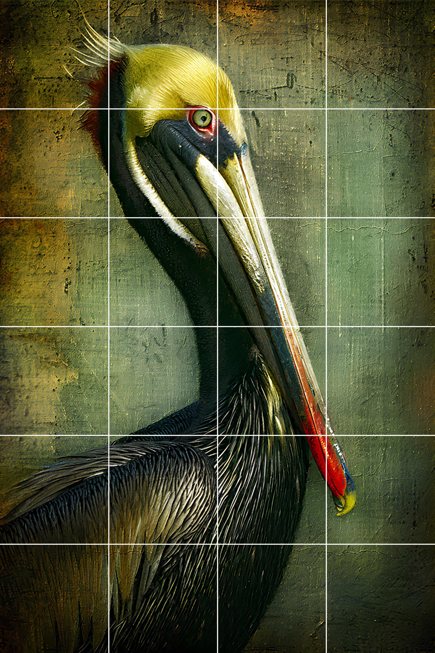 Tile Mural/Mosaic Ceramic Panel of a Pelican - Pelican Bird Wall Art - Pelican print - Bird Tile Mural -Gloss Tiles -Pelican Home decor