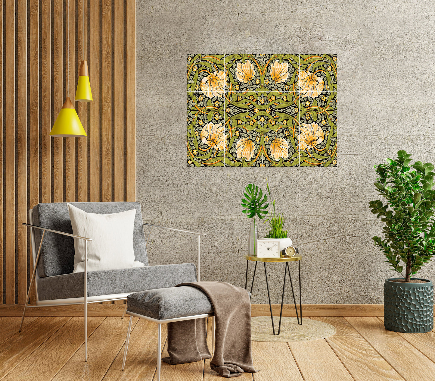 Art Nouveau Floral Ceramic Tile Mural/Mosaic - Art Nouveau Wall Decor Tiles - Flower Mural - Floral Print -Kitchen Backsplash Tiles,Bathroom