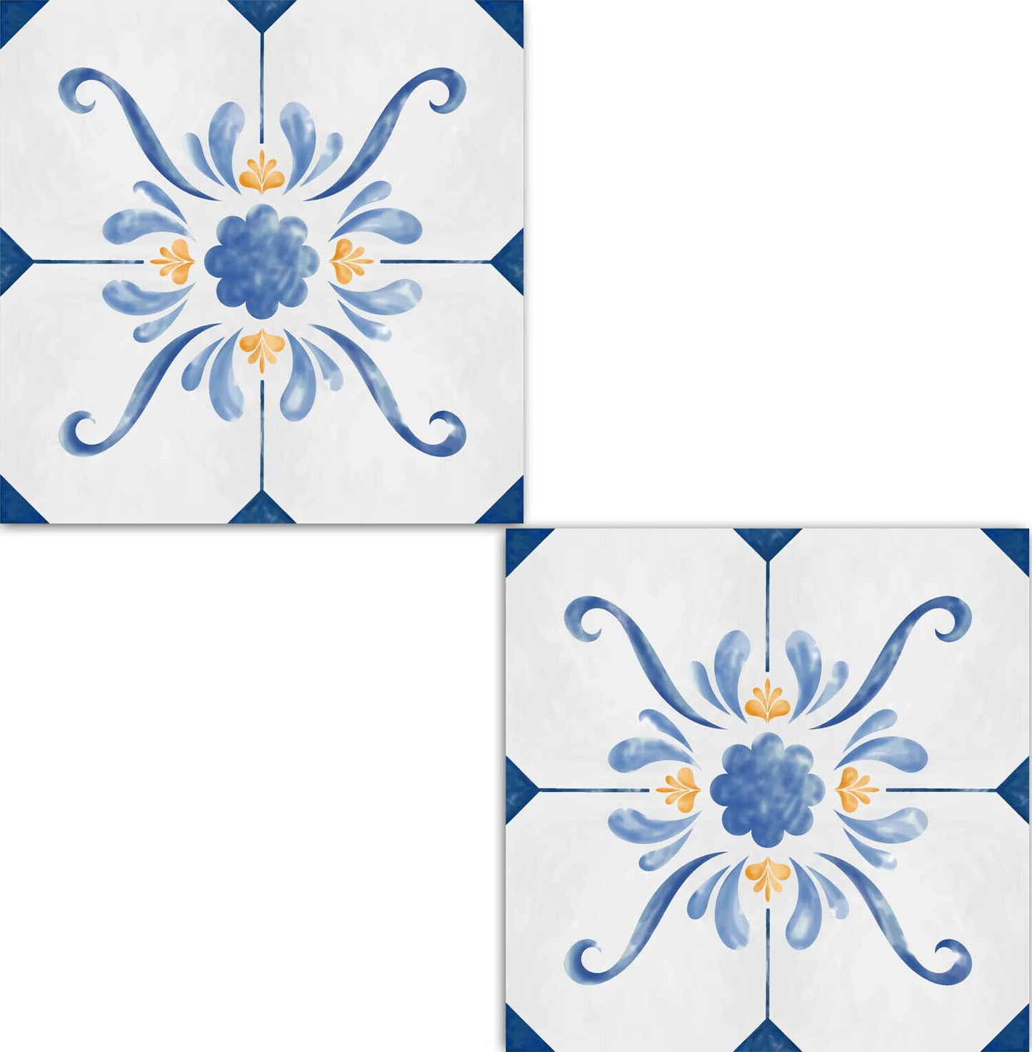 Spanish Ceramic Tiles - Set of 2 Spanish Wall Decor Tiles - Kitchen Backsplash Tiles, Table Decorative Tiles, Bathroom Tiles, Coaster