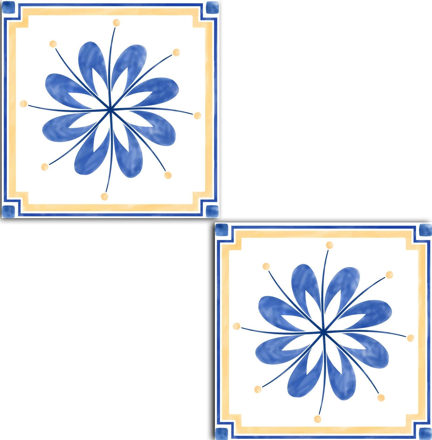 Spanish Ceramic Tiles - Set of 2 Spanish Wall Decor Tiles - Kitchen Backsplash Tiles, Table Decorative Tiles, Bathroom Tiles, Coaster