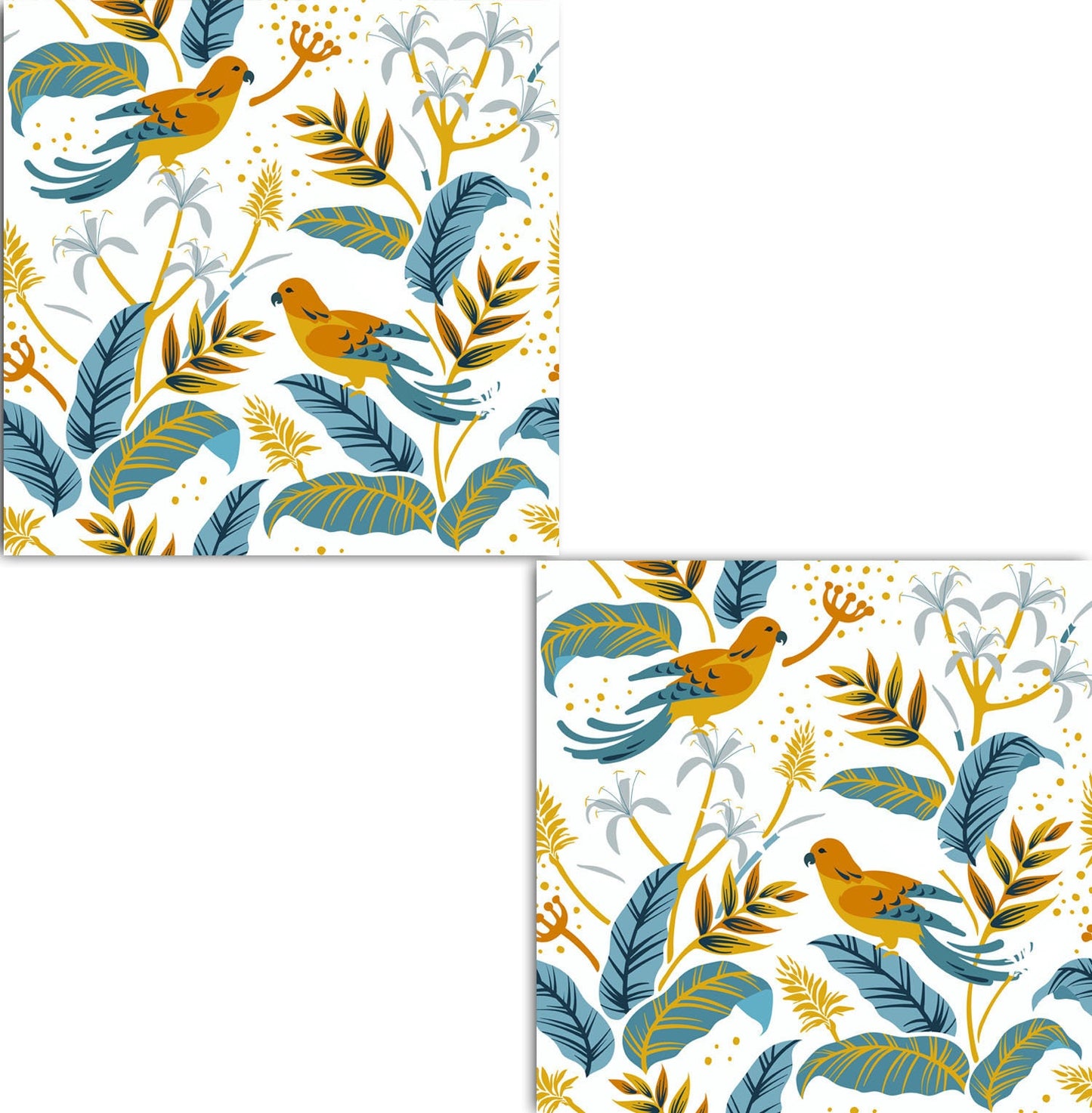 Birds and Flowers Ceramic Tiles - Set of 2 Wall Decor Tiles -Kitchen Backsplash Tiles,Table Decorative Tiles,Bathroom tiles, shower tiles