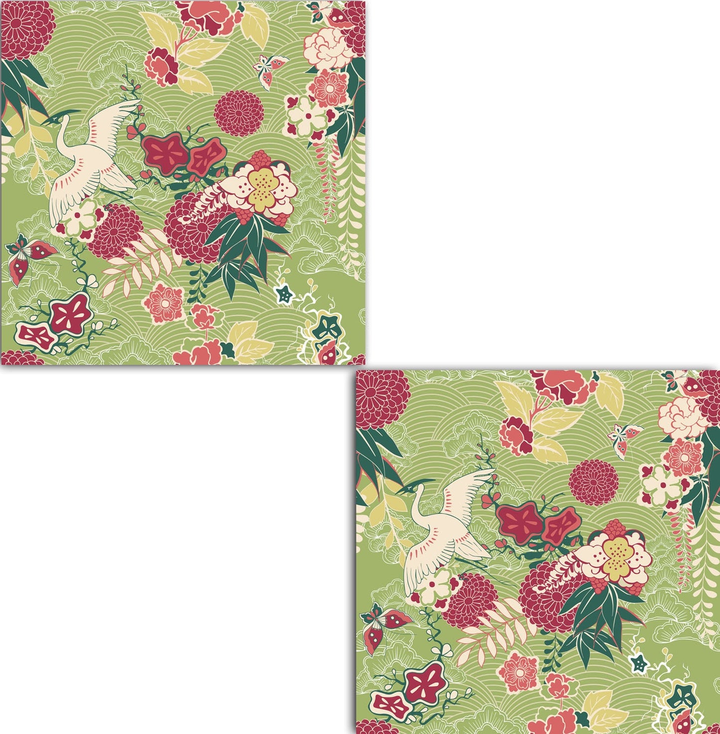 Japanese Ceramic Bird Tiles - Set of 2 Japan Wall Decor Tiles - Kitchen Backsplash Tiles, Table Decorative Tiles, Bathroom Tiles, Coaster