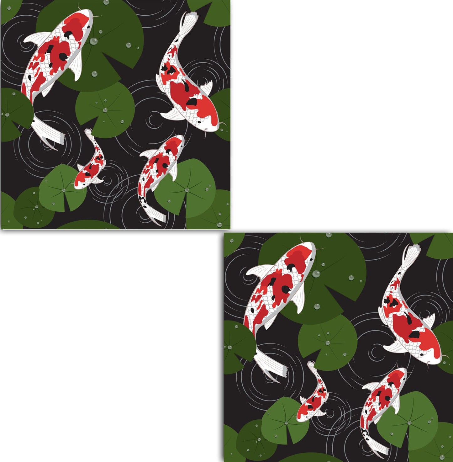 Koi Fish Ceramic Tile - Japanese Tiles -Set of 2 Wall Decor Tiles -Kitchen Backsplash Tiles,Table Decorative Tiles,Bathroom, Coaster