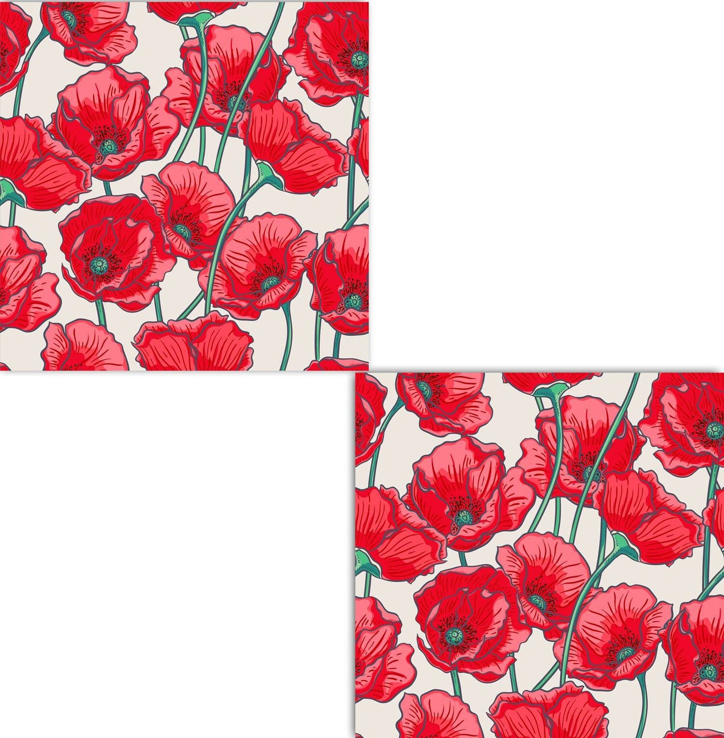 Poppy Tile Floral Tiles Flowers Design - Set of 2 Poppies Wall Decor Tiles - Kitchen Backsplash Tiles, Table Decorative Tiles, Bathroom