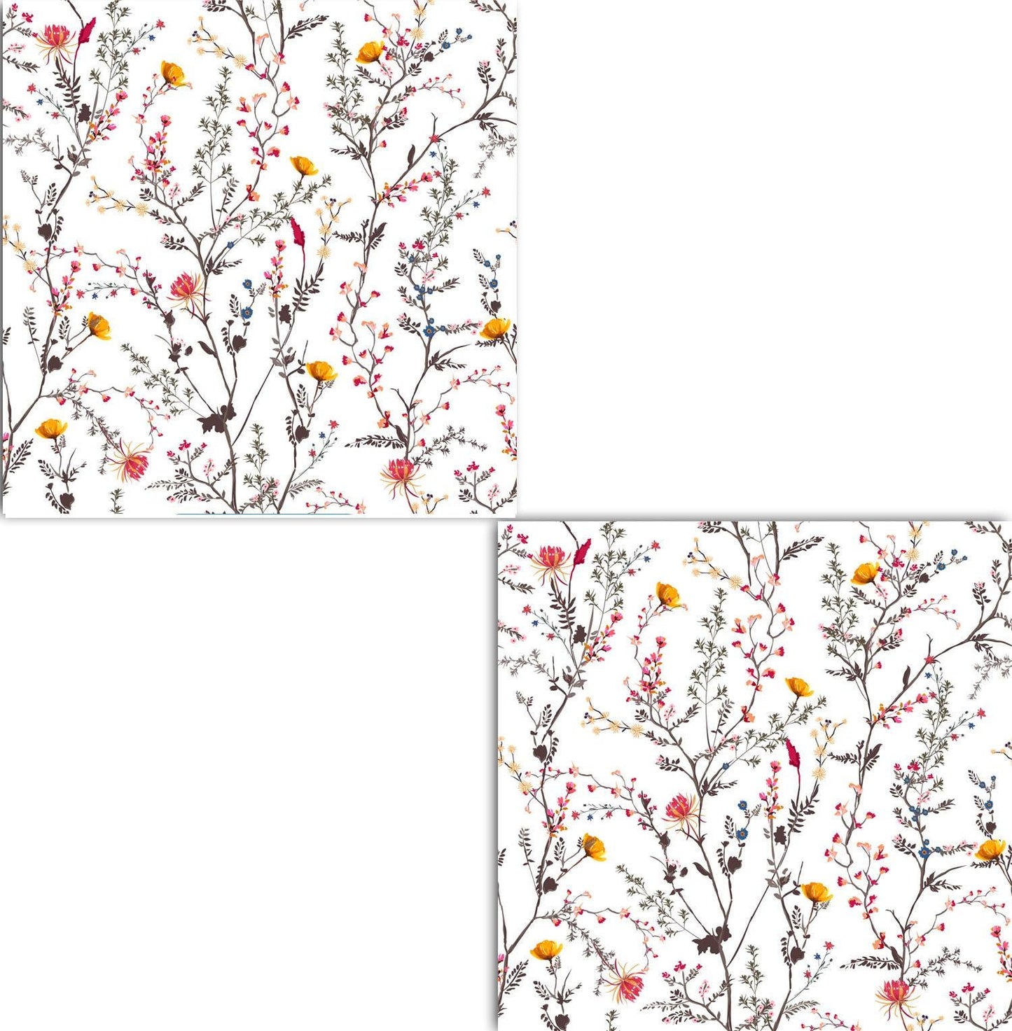 Floral Ceramic Tiles Flowers Leaves Leaf Design -Set of 2 Ceramic Decor Tiles -Kitchen Backsplash Tiles, Bathroom Tiles, Botanical wall art