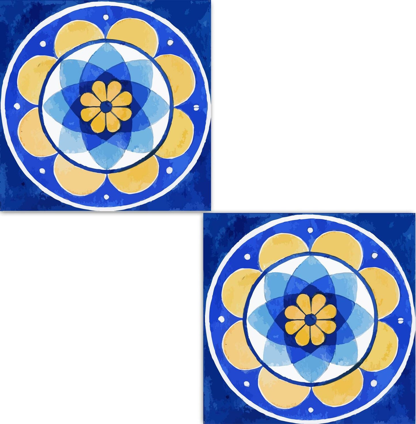Portuguese Azulejo Tiles - Set of 2 Portuguese Wall Decor Tiles - Kitchen Backsplash Tiles, Table Decorative Tiles, Bathroom Tiles, Coaster