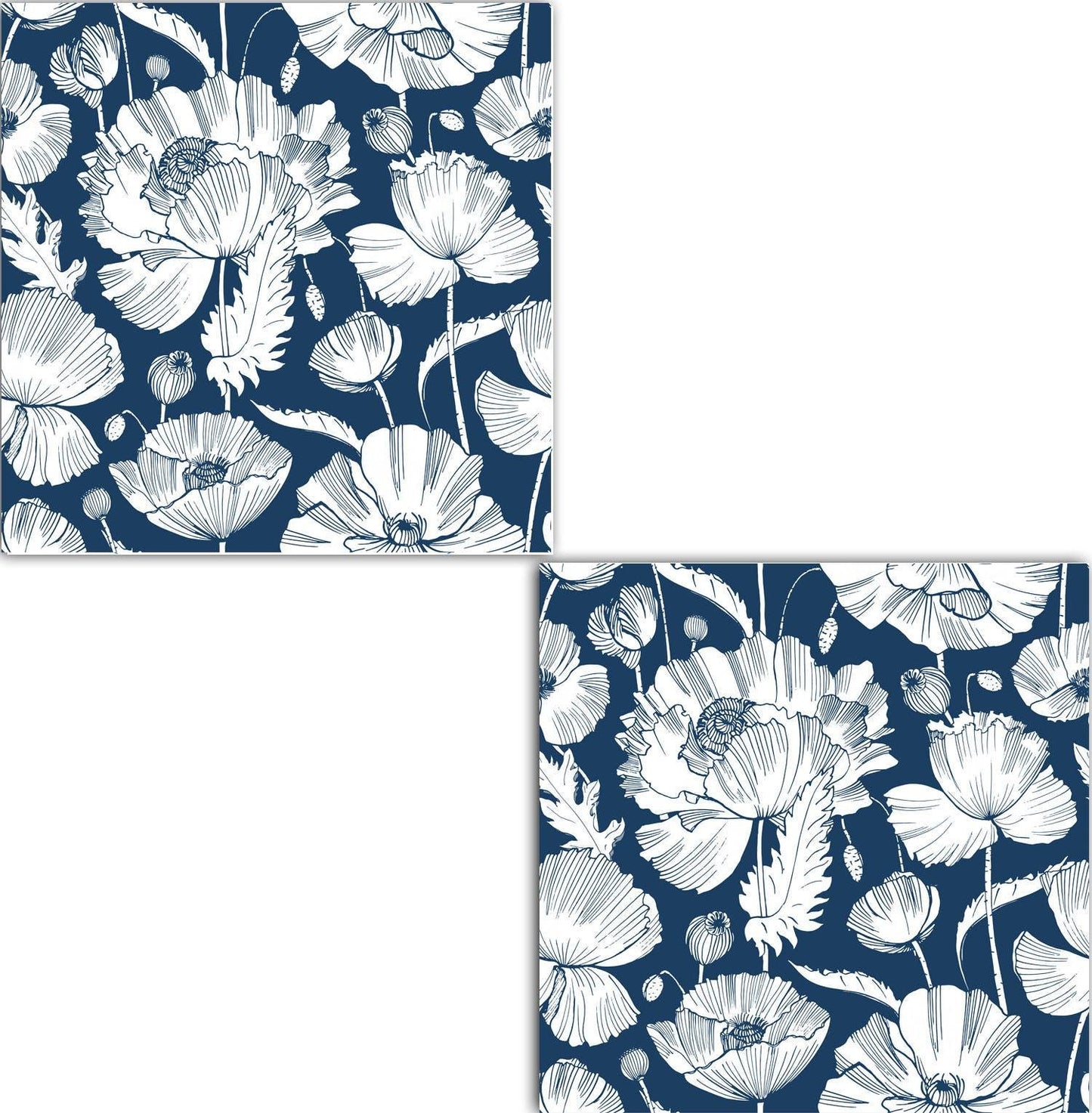 Floral Ceramic tiles - Set of 2 Floral Wall Decor Tiles - Kitchen Backsplash Tiles, Table Decorative Tiles, Bathroom Tiles, Shower tiles
