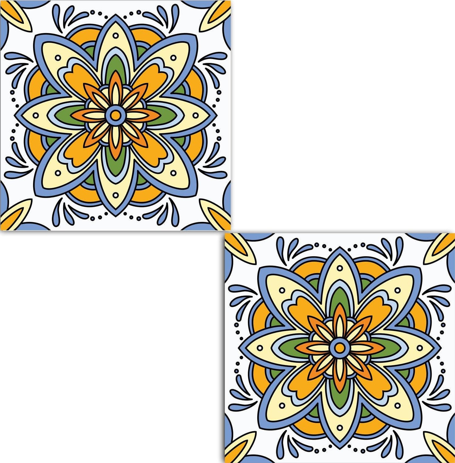 Moroccan Ceramic Tiles - Set of 2 Moroccan Wall Decor Tiles - Kitchen Backsplash Tiles, Table Decorative Tiles, Bathroom Tiles, Coaster