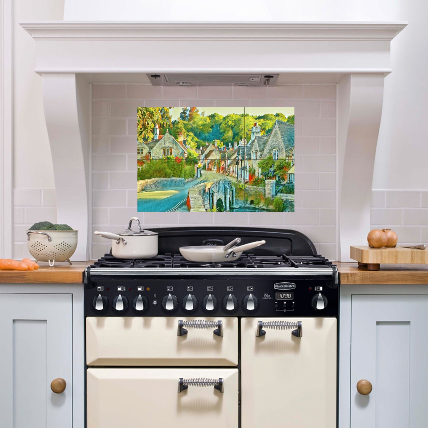 Tile Mural/Mosaic Ceramic Panel of English countryside - English town print - Countryside wall print - Tile Mural - Gloss Tiles- Tile Mosaic
