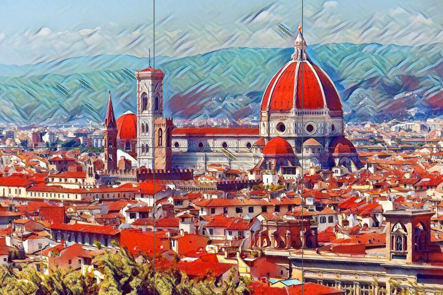 Tile Mural/Mosaic Ceramic Panel of Florence - Florence wall print - Florence Wall Art - Tile Mural - Gloss Tiles - Tile Mosaic- Accent tiles