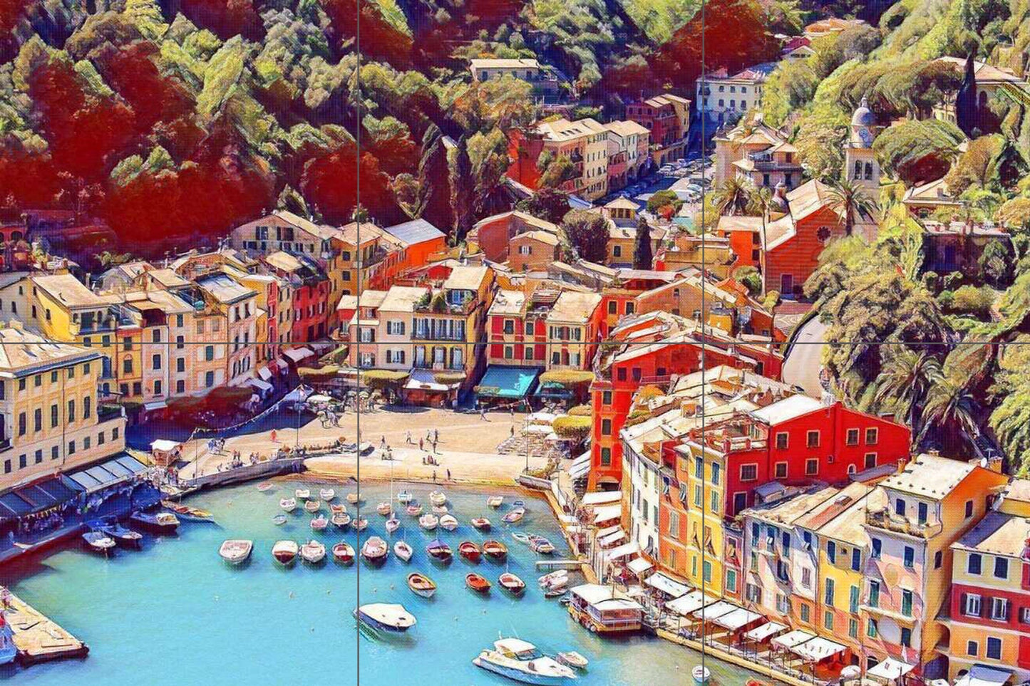Tile Mural/Mosaic Ceramic Panel of Portofino Italy - Portofino wall print - Portofino Wall Art - Tile Mural - Gloss Tiles - Tile Mosaic