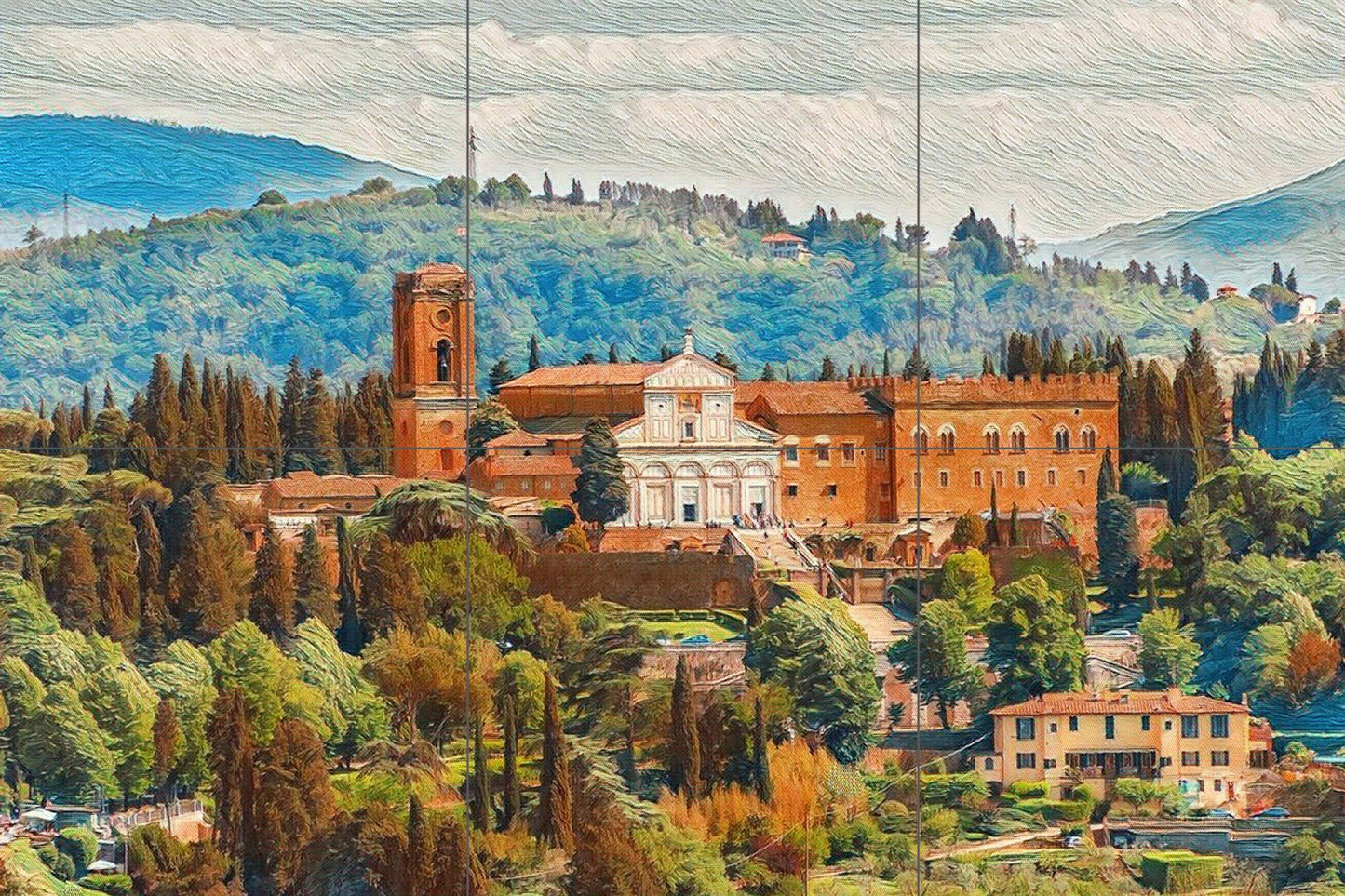 Tile Mural/Mosaic Ceramic Panel of San Miniato - Tuscany wall print - Tuscany Wall Art - San Miniato Tile Mural - Gloss Tiles - Tile Mosaic
