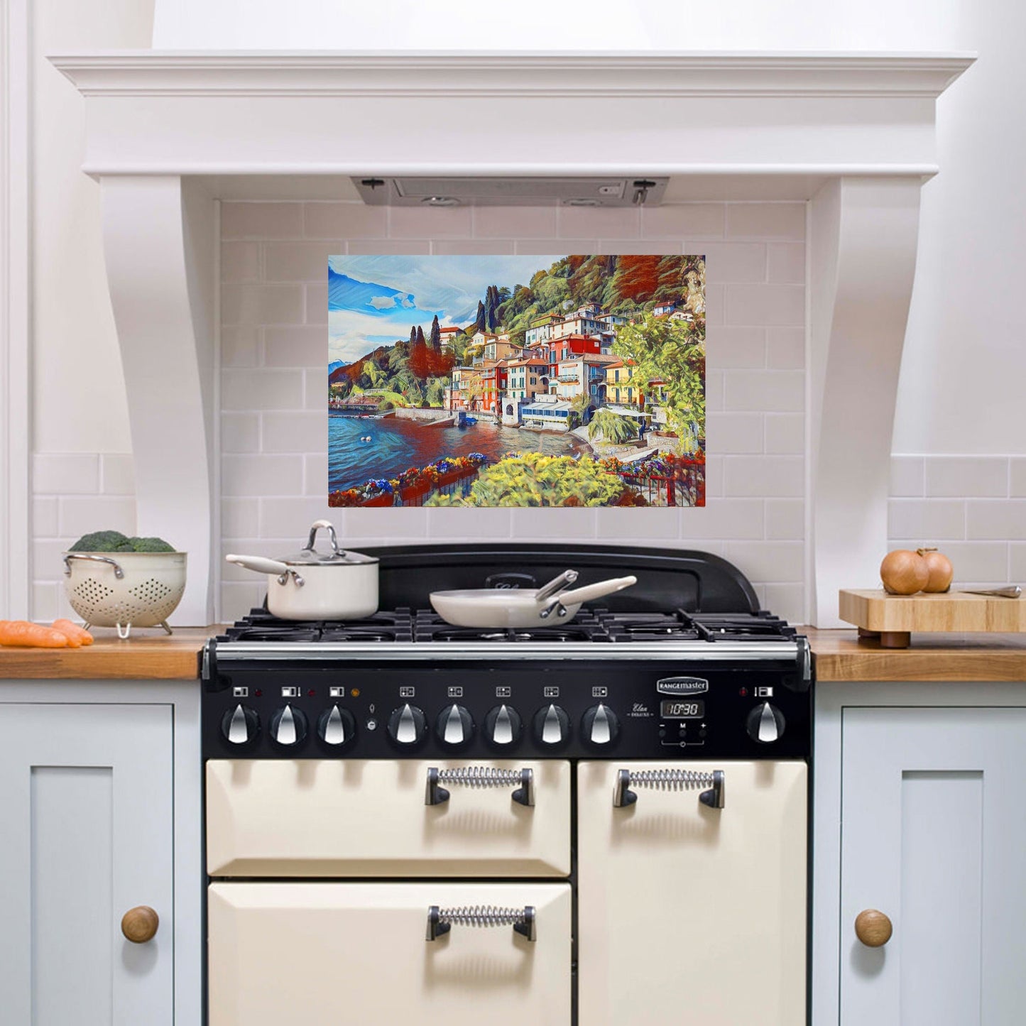 Tile Mural/Mosaic Ceramic Panel of Varenna - Varenna wall print - Lake Como print - Lake Como Mural - Tile Mural - Gloss Tiles - Tile Mosaic