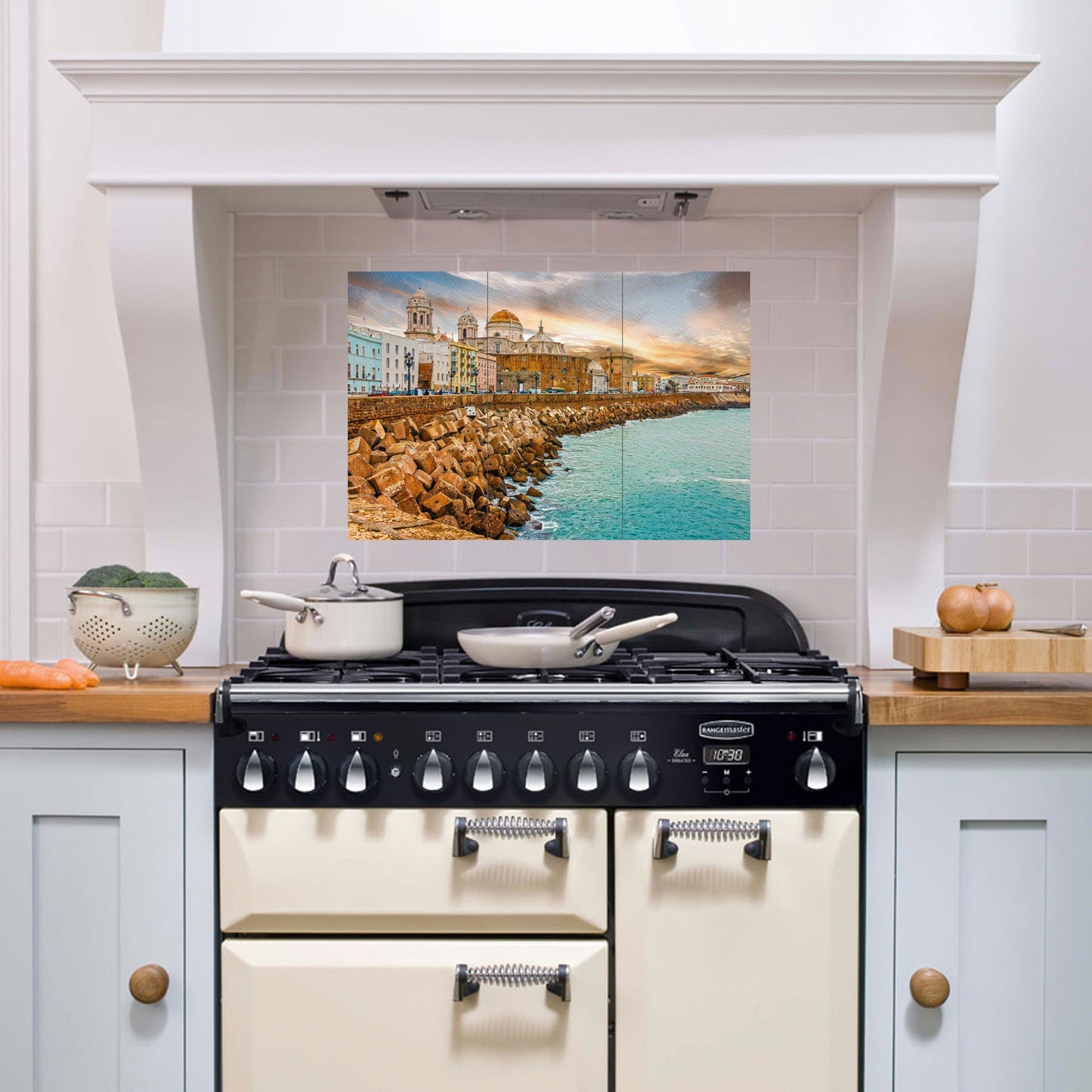 Tile Mural/Mosaic Ceramic Panel of Cadiz -Cadiz wall print- Spain wall print - Spanish Riviera print -Tile Mural - Gloss Tiles - Tile Mosaic