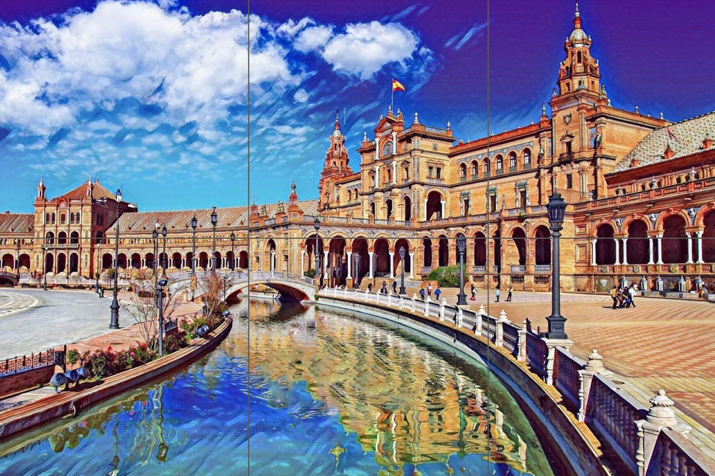 Tile Mural/Mosaic Ceramic Panel of Sevilla City - Sevilla wall print- Sevilla wall art - Spain wall print - Gloss Tiles - Tile Mosaic