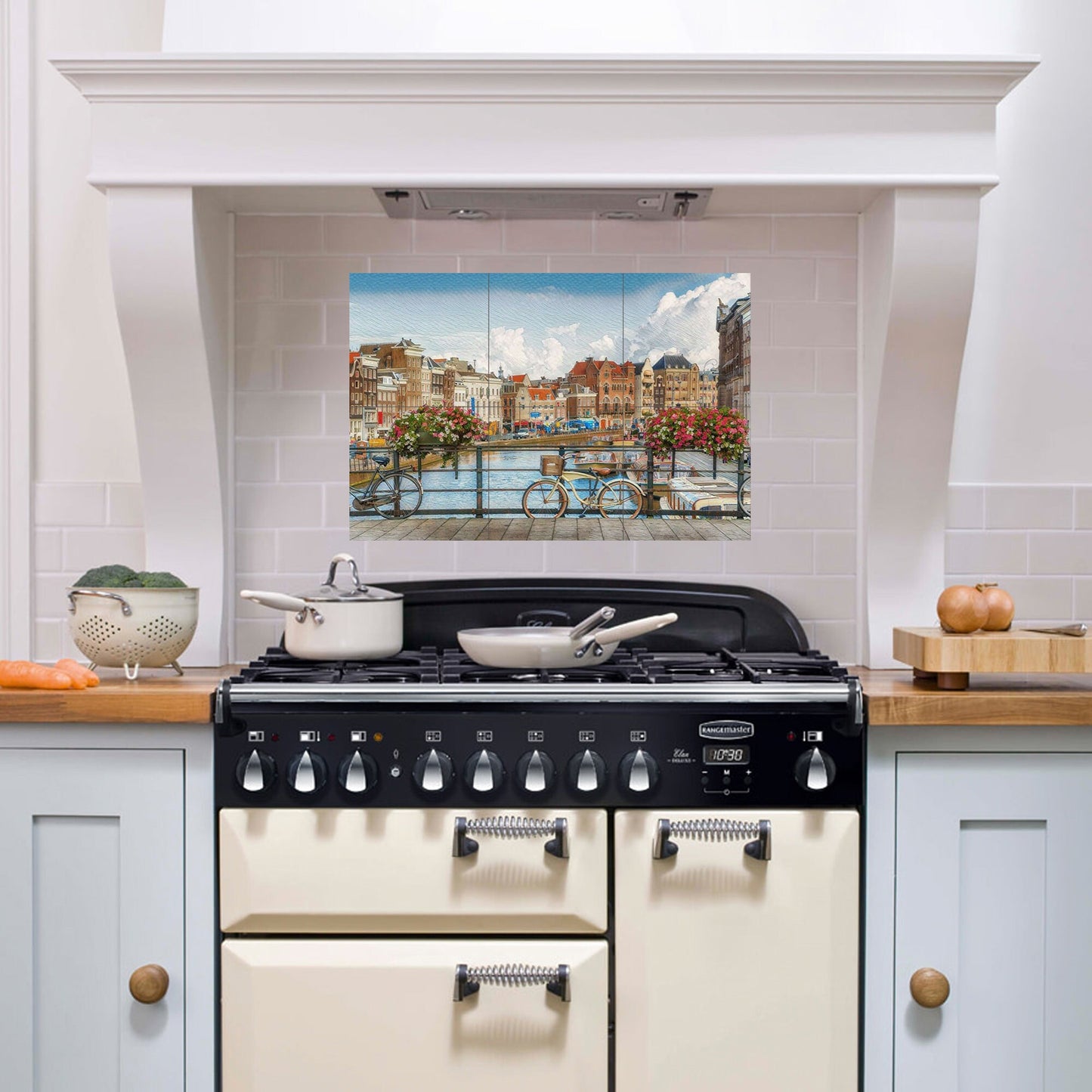 Amsterdam Tile Mural - Netherlands Ceramic Mosaic Panel -Dutch Wall Art - Custom Sizes Available - City Travel Print for Kitchen or Bathroom
