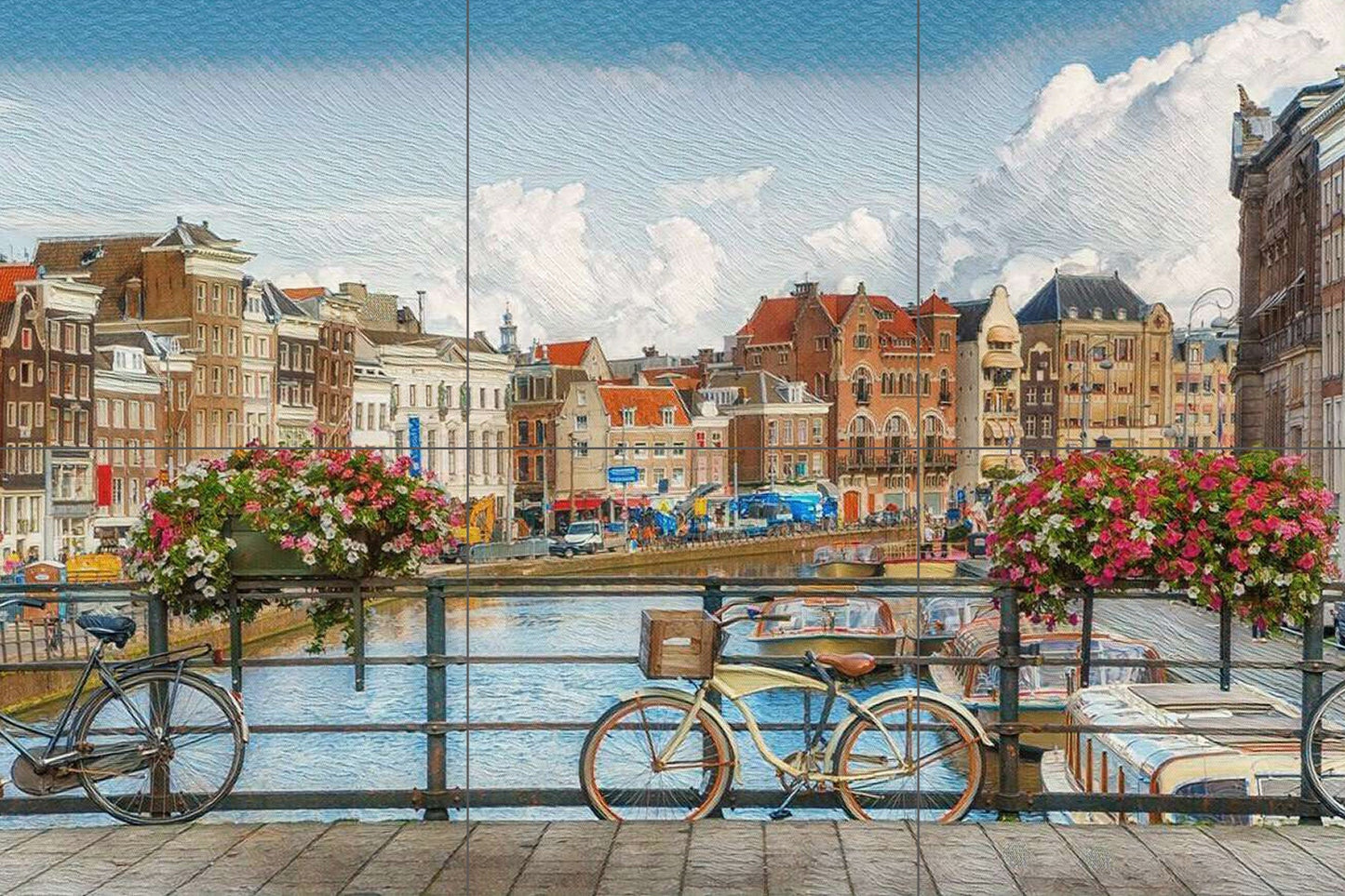 Amsterdam Tile Mural - Netherlands Ceramic Mosaic Panel -Dutch Wall Art - Custom Sizes Available - City Travel Print for Kitchen or Bathroom