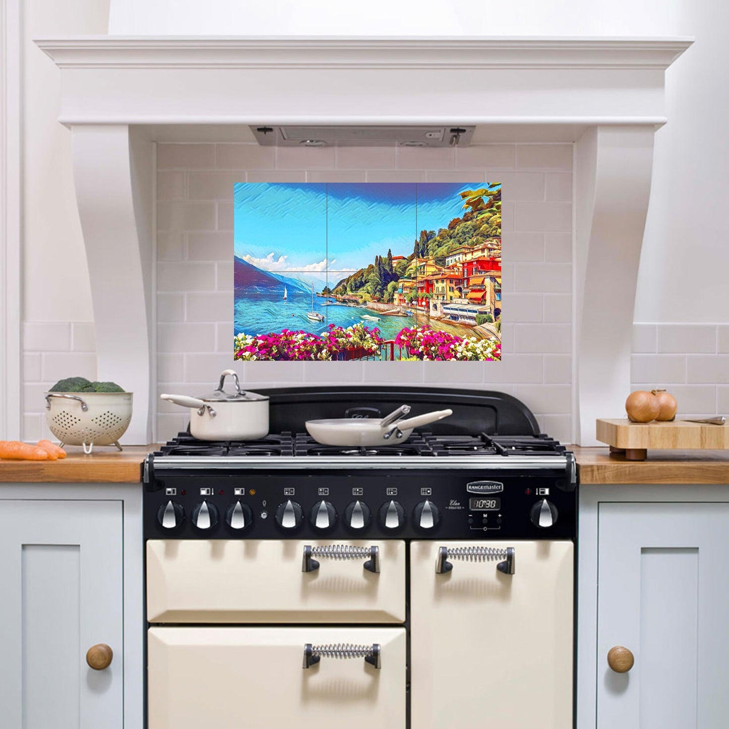 Tile Mural/Mosaic Ceramic Panel of Lake Como - Lake Como wall print - Lake Come Wall Art - Tile Mural - Gloss Tiles - Tile Mosaic
