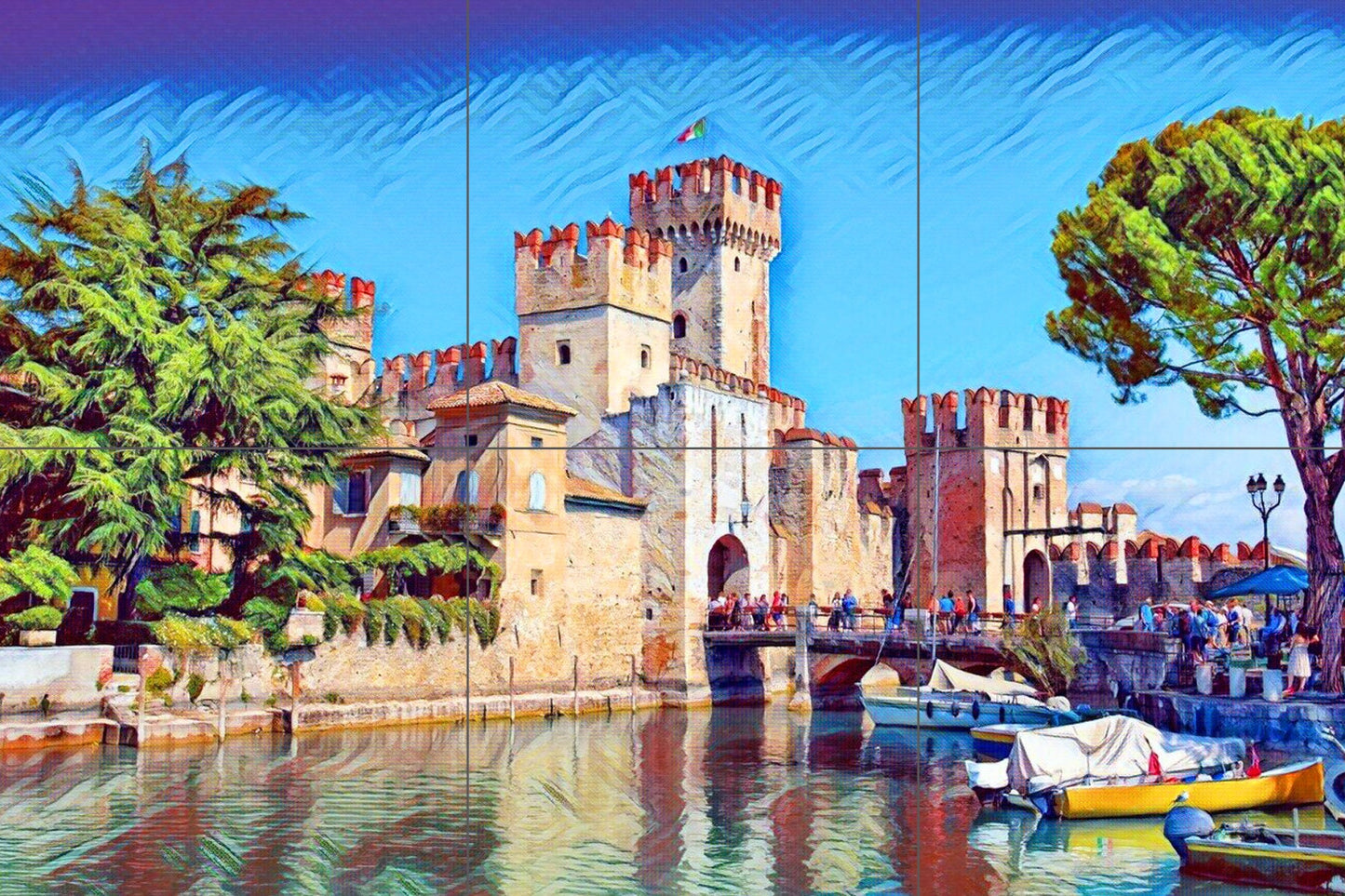 Tile Mural/Mosaic Ceramic Panel of Sirmione -Sirmione wall print - Lake Garda wall print -Tile Mural -Home decor -Tile Mosaic - Accent tiles