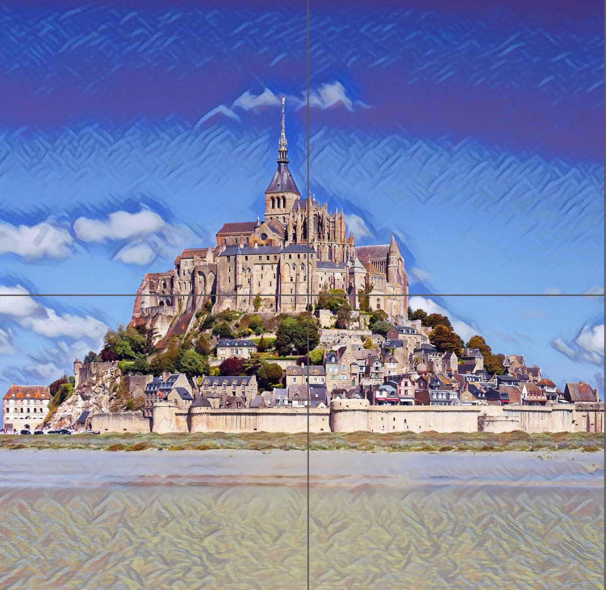 Tile Mural/Mosaic Ceramic Mont St-Michel - France Mont St-Michel print - Mont St-Michel wall art- Tile Mural - Gloss Tiles - Tile Mosaic