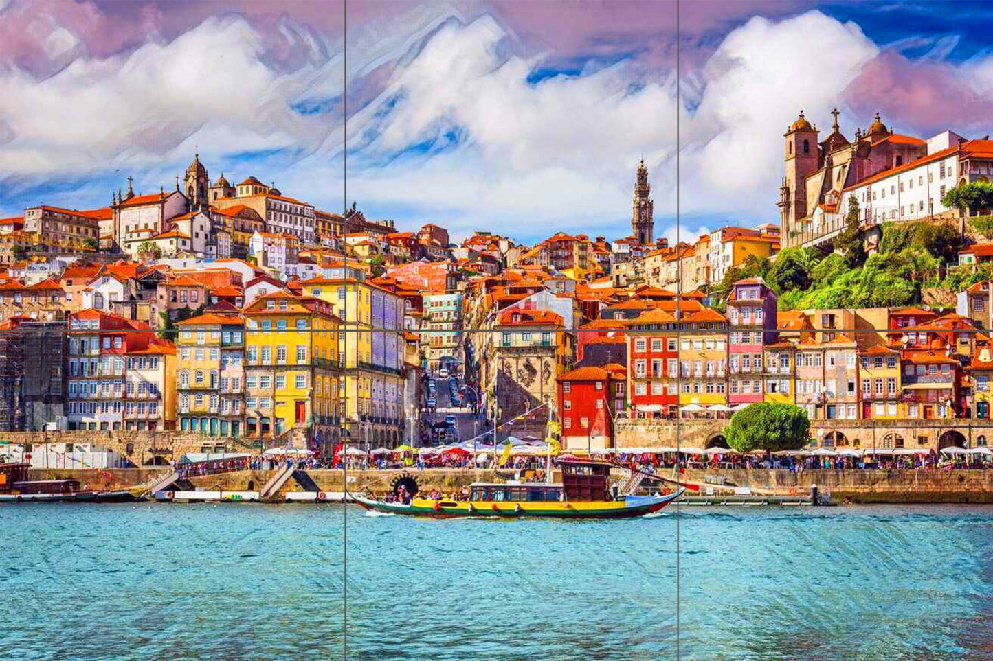 Tile Mural/Mosaic Ceramic Panel of Porto -Porto wall print - Portuguese tile Mural - Tile Mural - Gloss Tiles - Tile Mosaic - Accent tiles