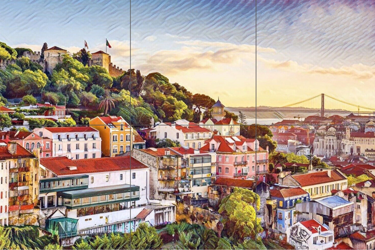 Tile Mural/Mosaic Ceramic Panel of Lisbon - Portugal- Lisbon wall print - Portugal Wall Art - Tile Mural - Gloss Tiles - Tile Mosaic