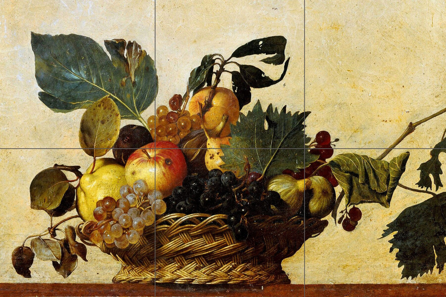 Tile Mural/Mosaic Ceramic Panel of Caravaggio Basket of Fruit - Caravaggio Wall Art - Caravaggio print- Tile Mural -Gloss Tiles -Tile Mosaic