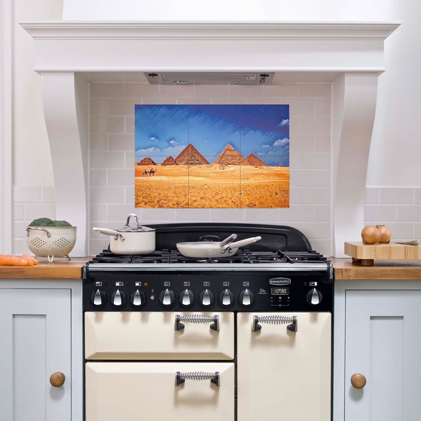 Tile Mural/Mosaic Ceramic Panel of Cairo Pyramids - Pyramids wall print - Egypt wall art - Pyramids Wall Art - Tile Mural - Tile Mosaic