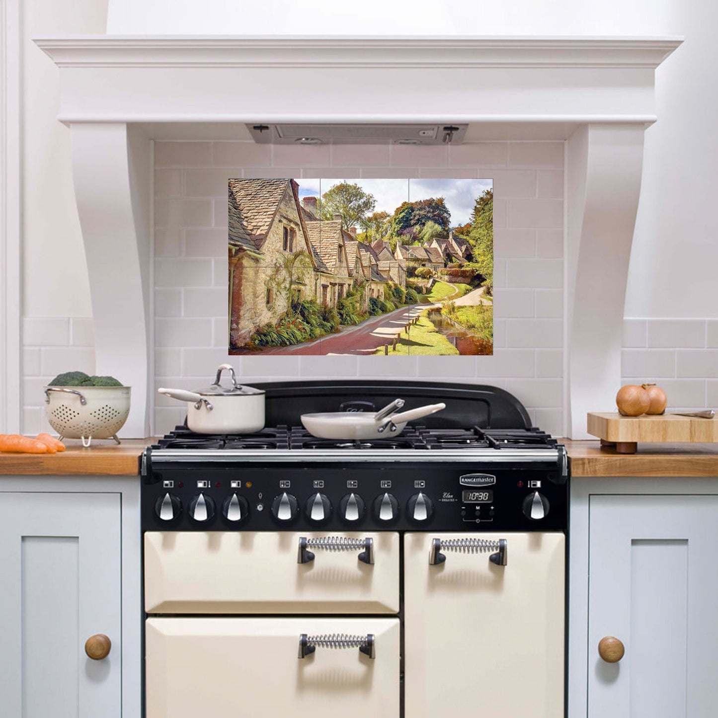 Tile Mural/Mosaic Ceramic Panel of Bibury -Bibury wall print -Bibury Wall Art - Tile Mural - Gloss Tiles -Tile Mosaic - Kitchen backsplash
