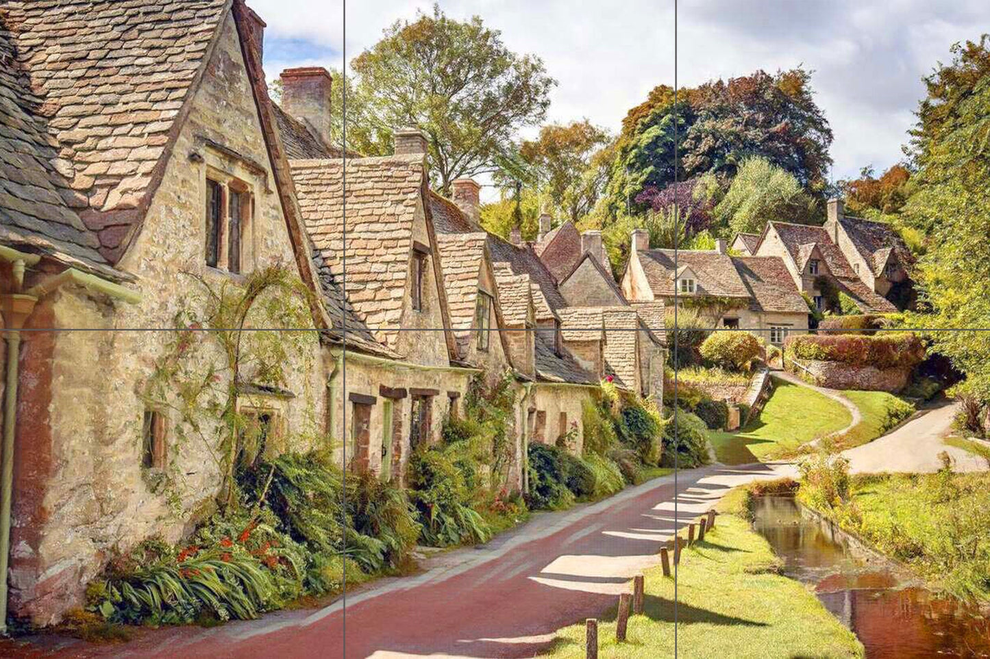 Tile Mural/Mosaic Ceramic Panel of Bibury -Bibury wall print -Bibury Wall Art - Tile Mural - Gloss Tiles -Tile Mosaic - Kitchen backsplash