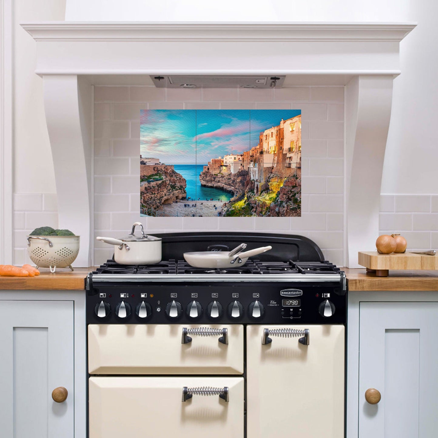 Tile Mural/Mosaic Ceramic Panel of Polignano a Mare - Italy, Puglia - Landscape Wall Art - Tile Mural - Gloss Tiles - Tile Mosaic