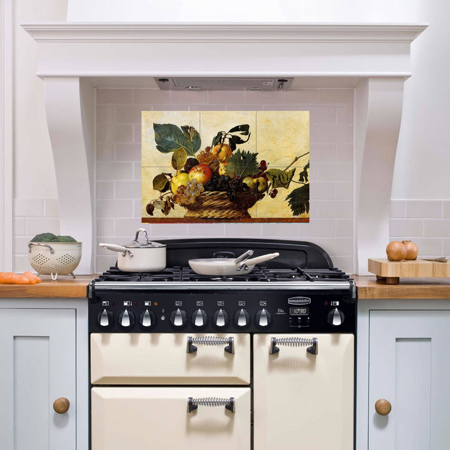 Tile Mural/Mosaic Ceramic Panel of Caravaggio Basket of Fruit - Caravaggio Wall Art - Caravaggio print- Tile Mural -Gloss Tiles -Tile Mosaic