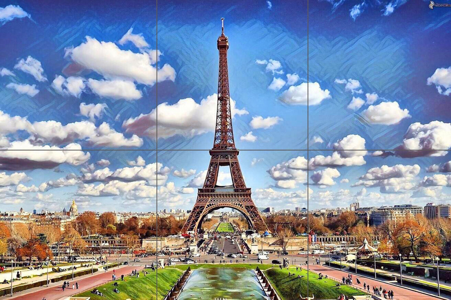 Tile Mural/Mosaic Ceramic Panel of Paris Tour Eiffel - Tour Eiffel print - Paris Wall Art - Paris print -Tile Mural - Tile Mosaic