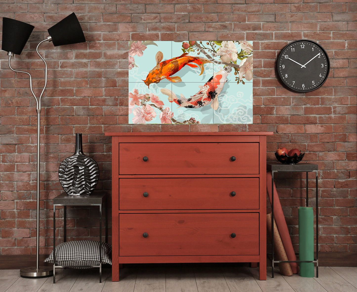 Tile Mural/Mosaic Ceramic Panel of a Japanese Koi Fish Japan Painting - Colourful Wall Nature Art - Tile Mural - Gloss Tiles - Tile Mosaic