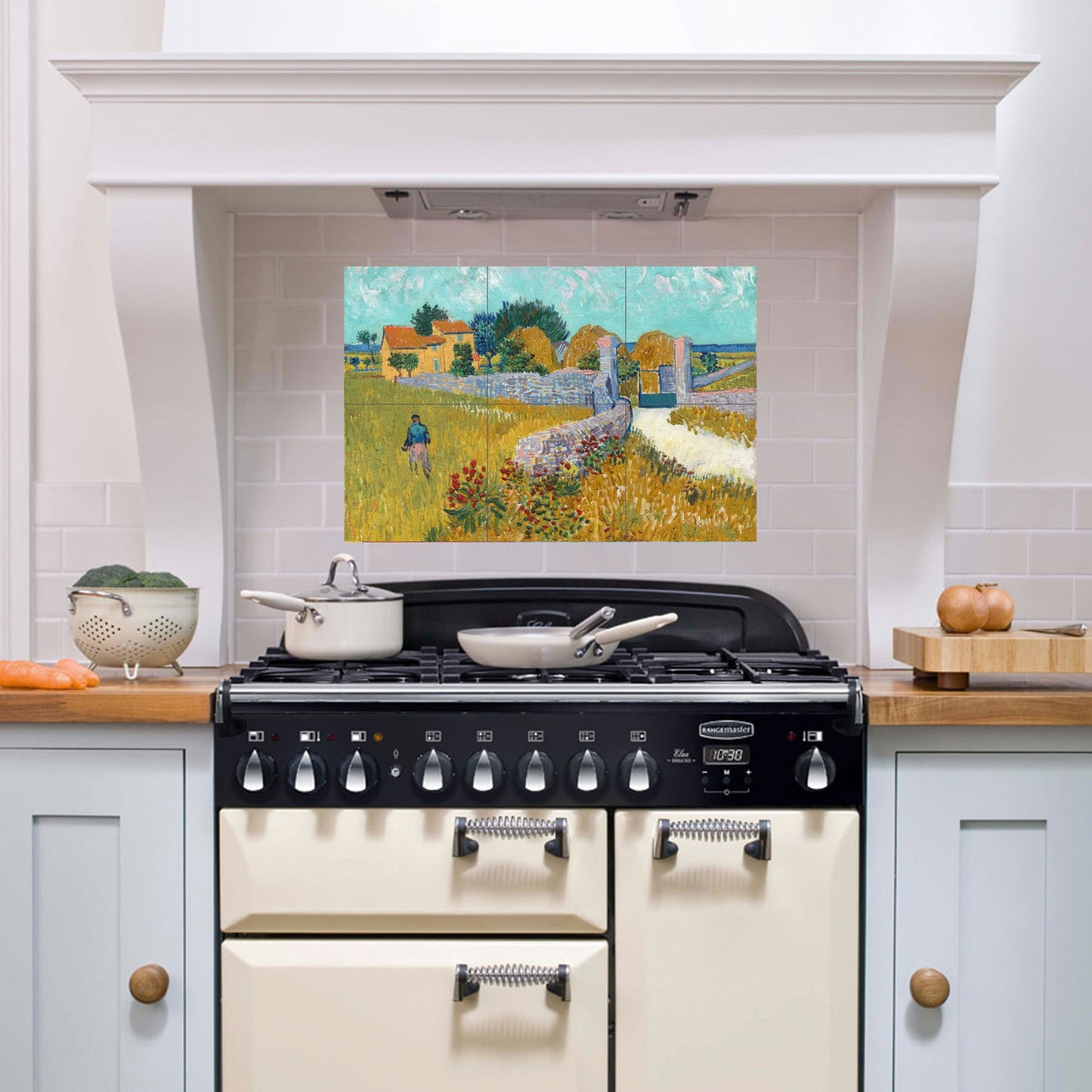 Tile Mural/Mosaic Ceramic Panel of - Vincent Van Gogh Farmhouse in Provence - Van Gogh wall art - Tile Mural - Van Gogh print - Tile Mosaic