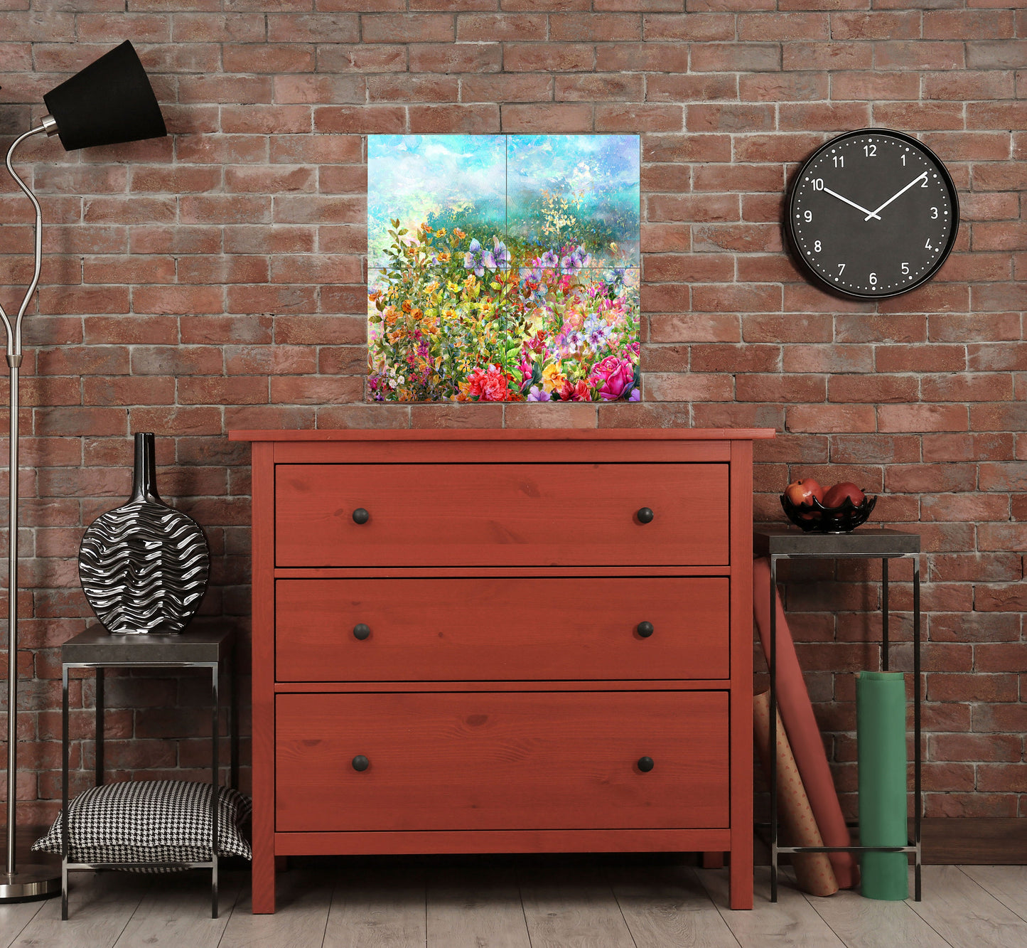 Tile Mural/Mosaic Ceramic of Flowers watercolour painting -Watercolor Flowers print - Tile Mural -Gloss Tiles -Tile Mosaic -Vintage Botanica