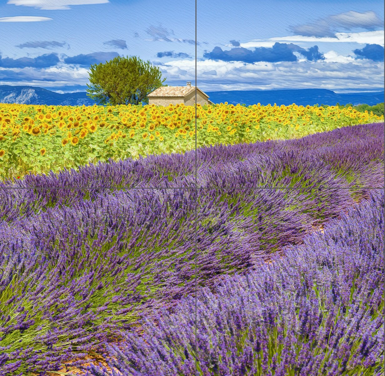 Tile Mural/Mosaic Ceramic of France Provence -Provence wall print -Provence Wall Art - Lavander print- Tile Mural - Gloss Tiles -Tile Mosaic