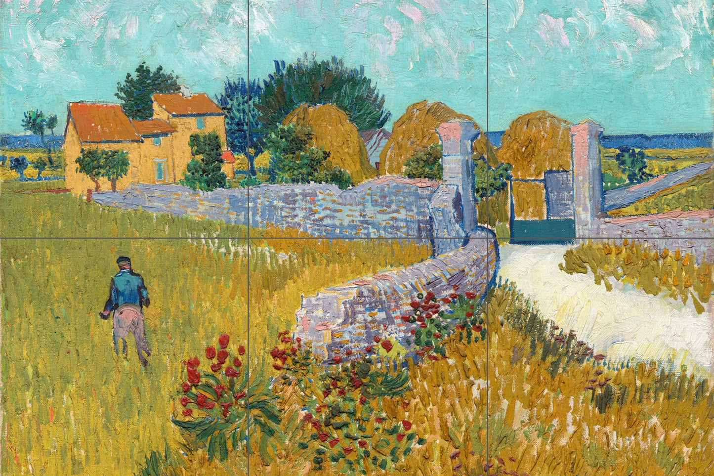 Tile Mural/Mosaic Ceramic Panel of - Vincent Van Gogh Farmhouse in Provence - Van Gogh wall art - Tile Mural - Van Gogh print - Tile Mosaic
