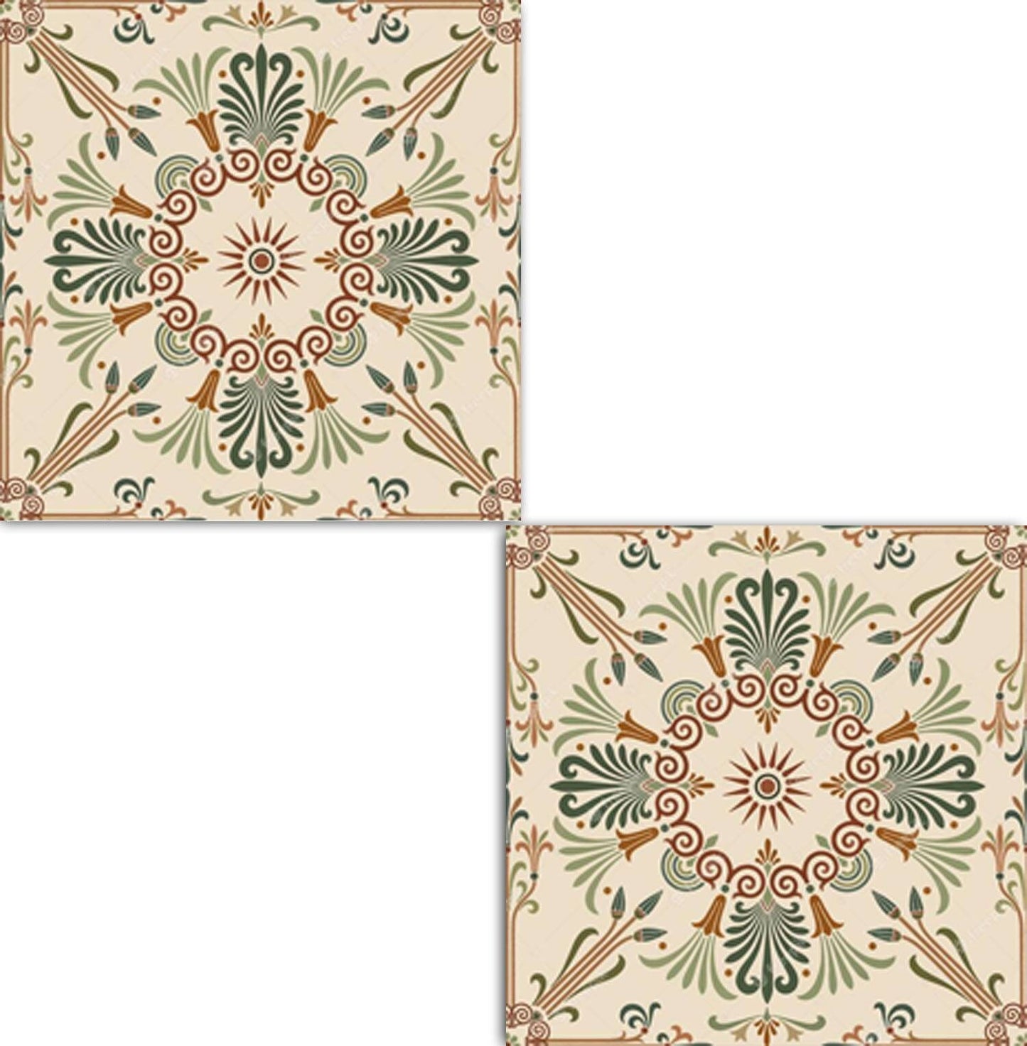 Greek Mediterranean Tiles - Set of 2 Greek Wall Decor Tiles - Kitchen Backsplash Tiles, Table Decorative Tiles, Bathroom Tiles, Coaster