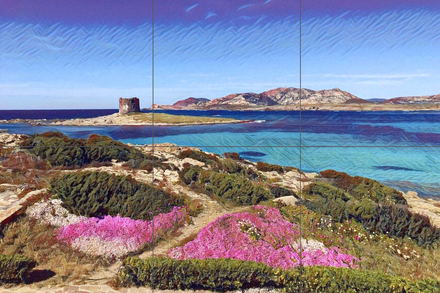 Stintino Sardinia Tile Mural/Mosaic Ceramic Panel - Sardinia wall print - Sardinia Wall Art - Tile Mural - Gloss Tiles - Tile Mosaic