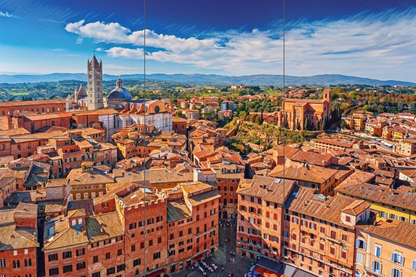Tile Mural/Mosaic Ceramic Panel of Siena Tuscany - Tuscany town Landscape - Italy Wall Art Print - Tile Mural - Gloss Tiles - Tile Mosaic