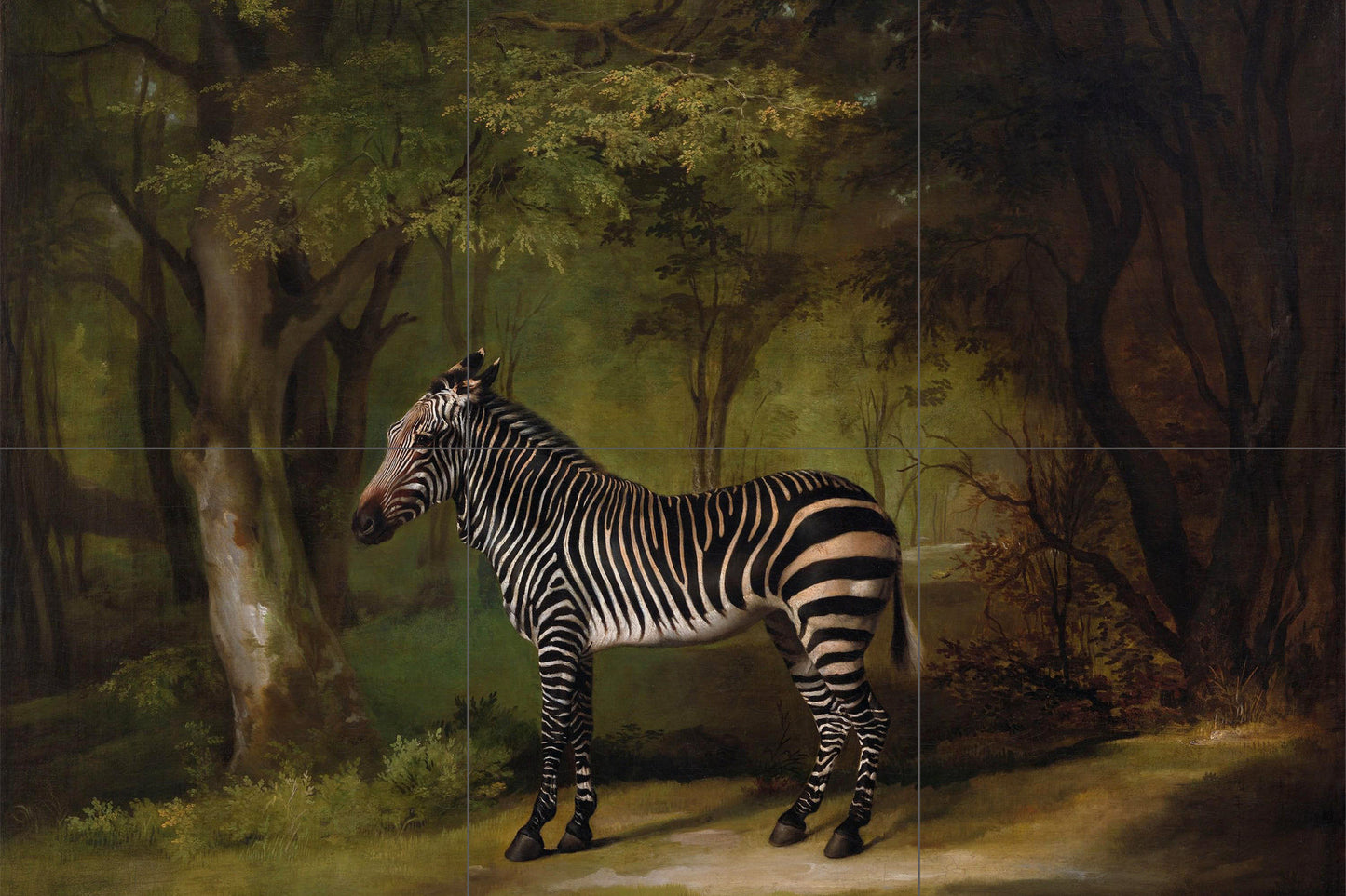 Tile Mural/Mosaic Ceramic Panel of a Zebra by George Stubbs - Zebra wall print - Tile Mural -George Stubbs Print -Gloss Tiles - Tile Mosaic