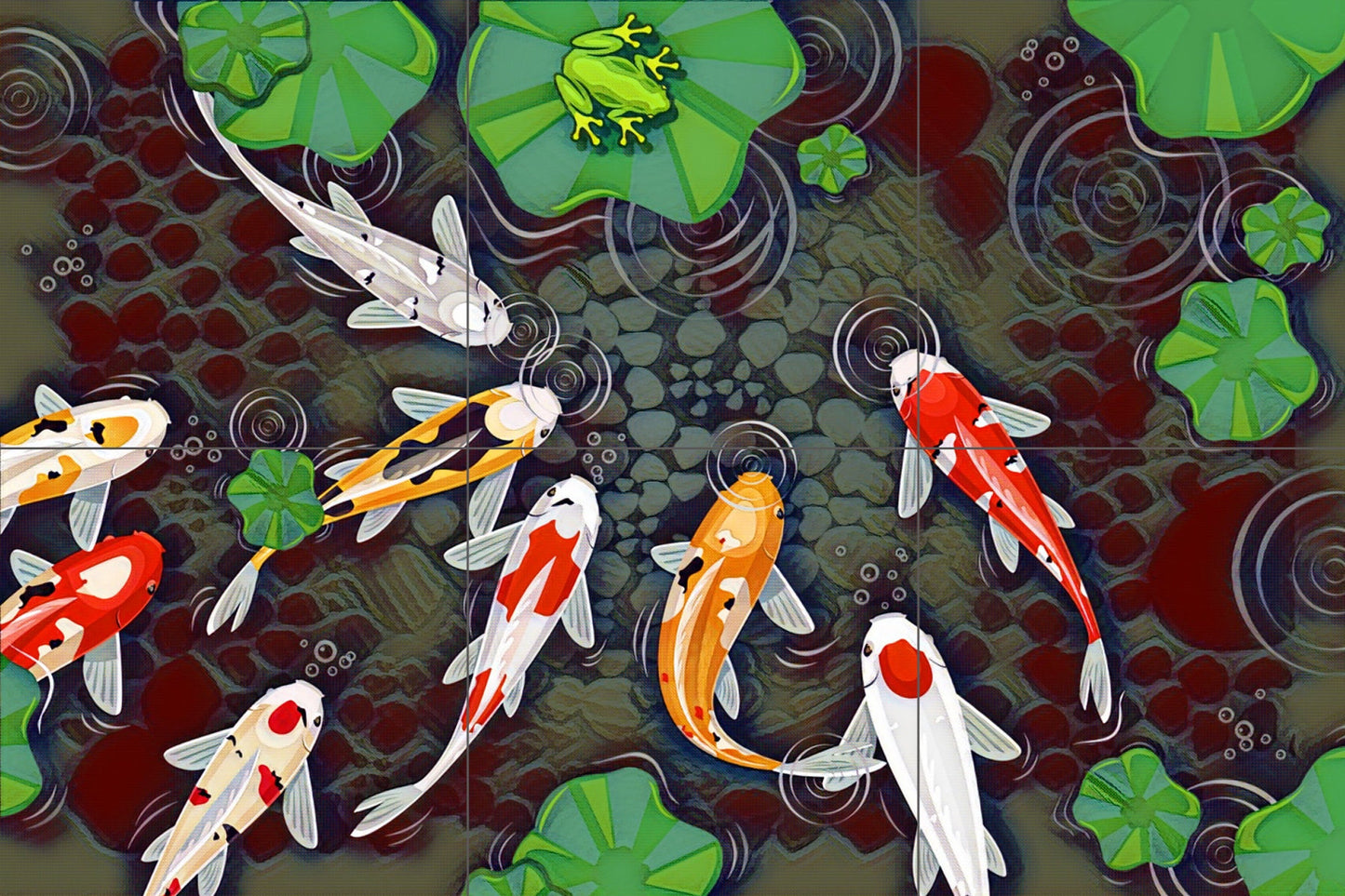 Tile Mural/Mosaic Ceramic Panel of a Japanese Koi Fish Japan Painting - Koi fish wall print - Tile Mural - Gloss Tiles - Tile Mosaic