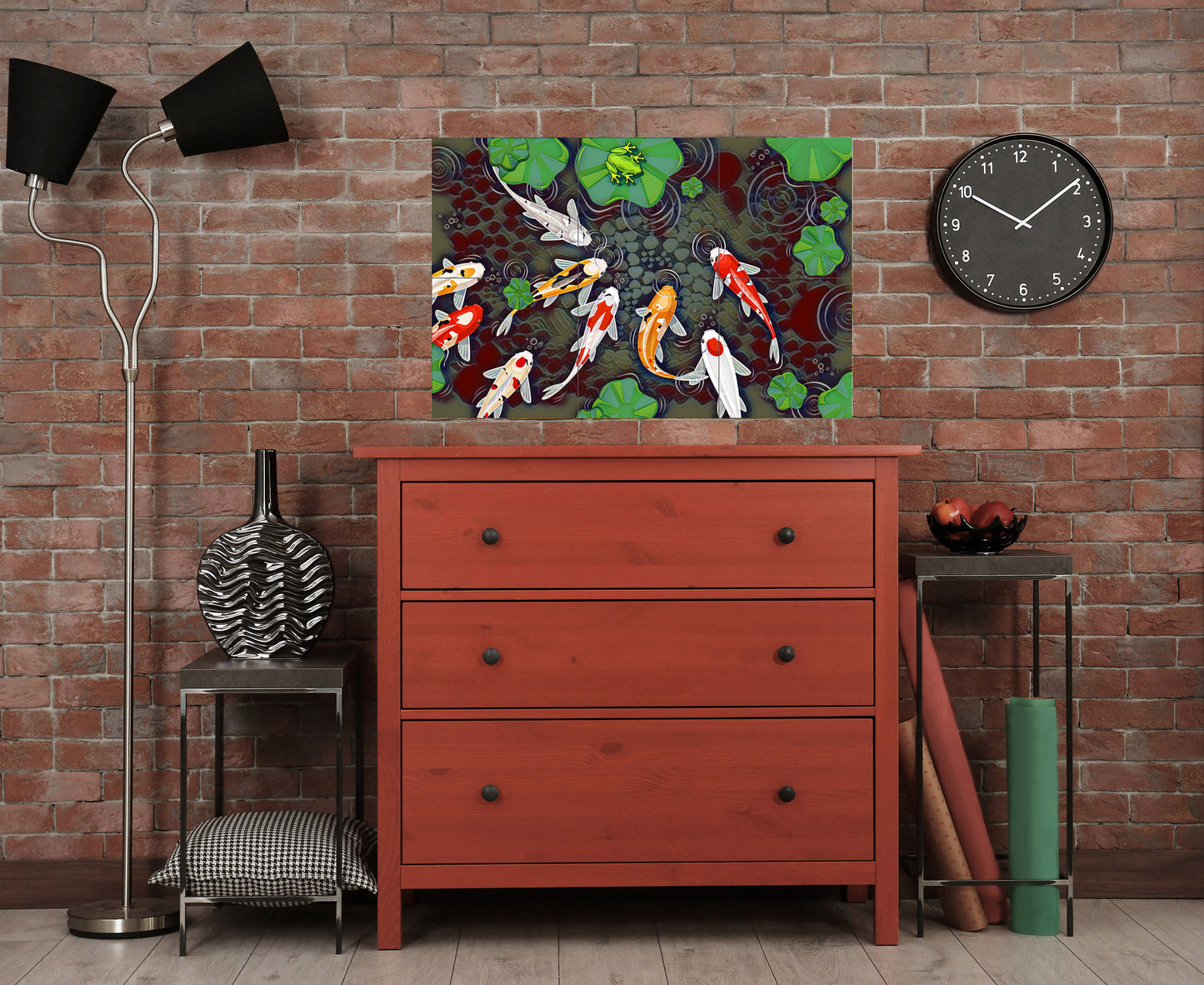 Tile Mural/Mosaic Ceramic Panel of a Japanese Koi Fish Japan Painting - Koi fish wall print - Tile Mural - Gloss Tiles - Tile Mosaic
