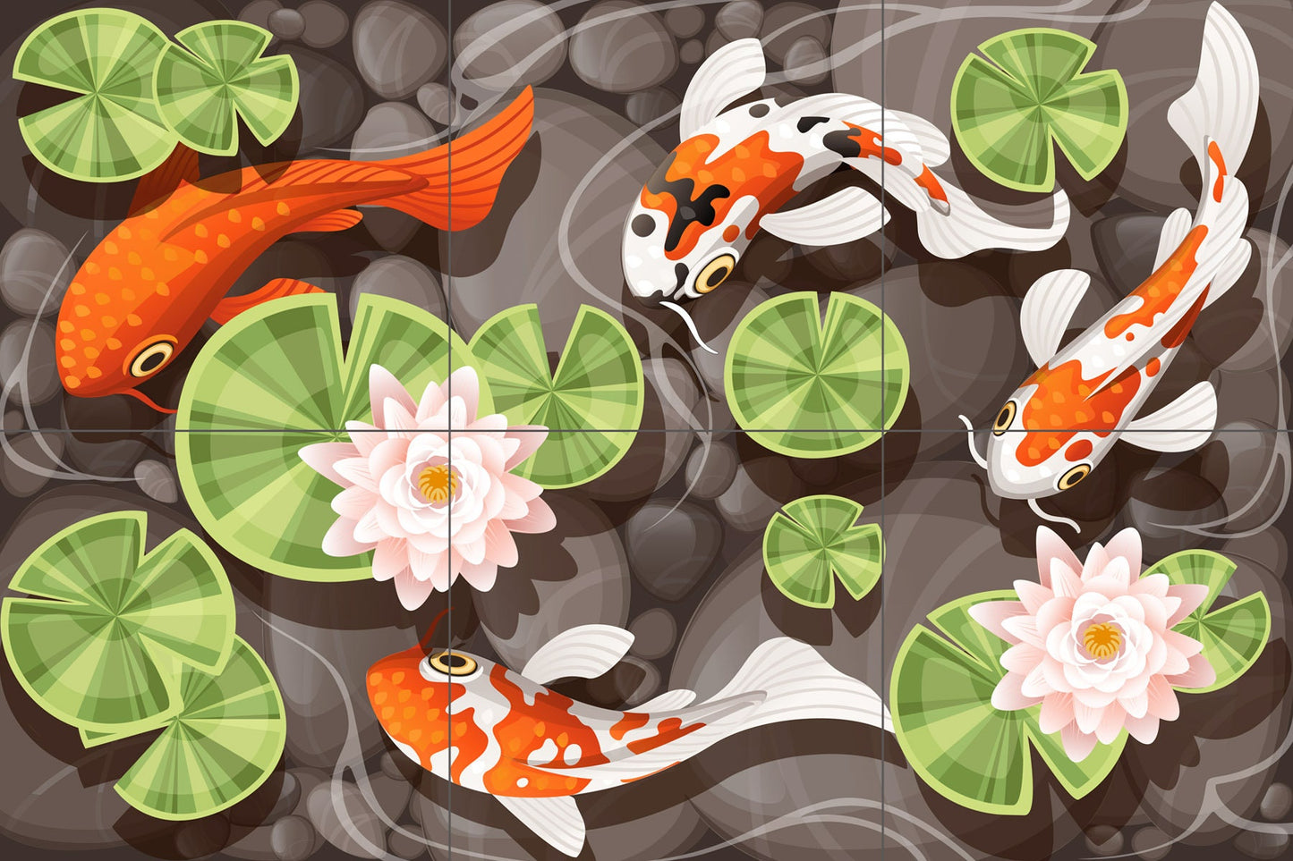 Tile Mural/Mosaic Ceramic Panel of a Japanese Koi Fish - Koi Fish print - Koi Fish Wall Art - Tile Mural - Gloss Tiles - Tile Mosaic